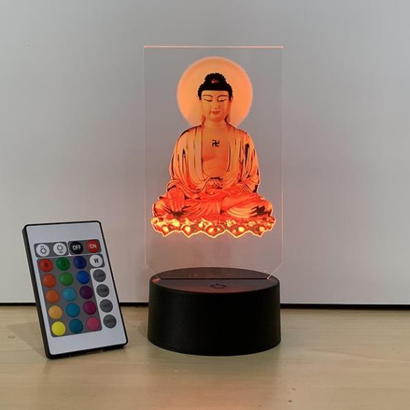 Đèn Led in hình Phật Adida tọa đài sen, vật phẩm phong thủy