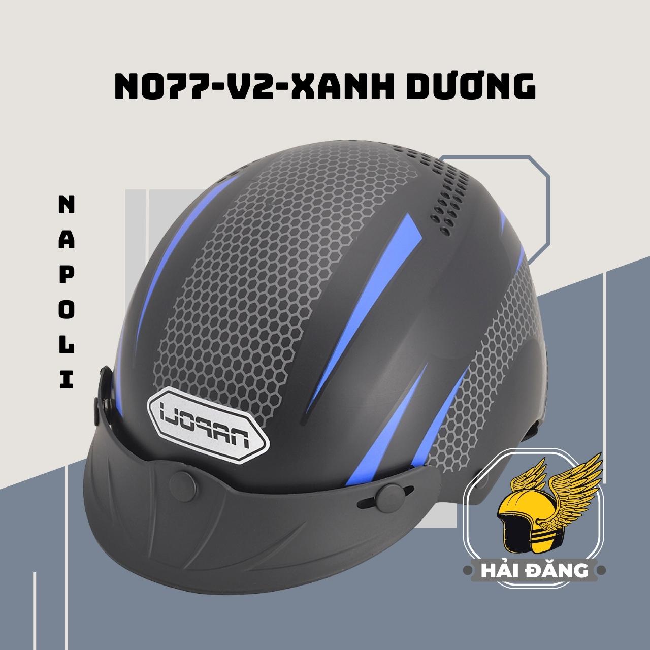 Nón Bảo Hiểm Lưỡi Trai 1/2 Đầu Tem V2 Xanh Dương Napoli N077-V2XD-LT