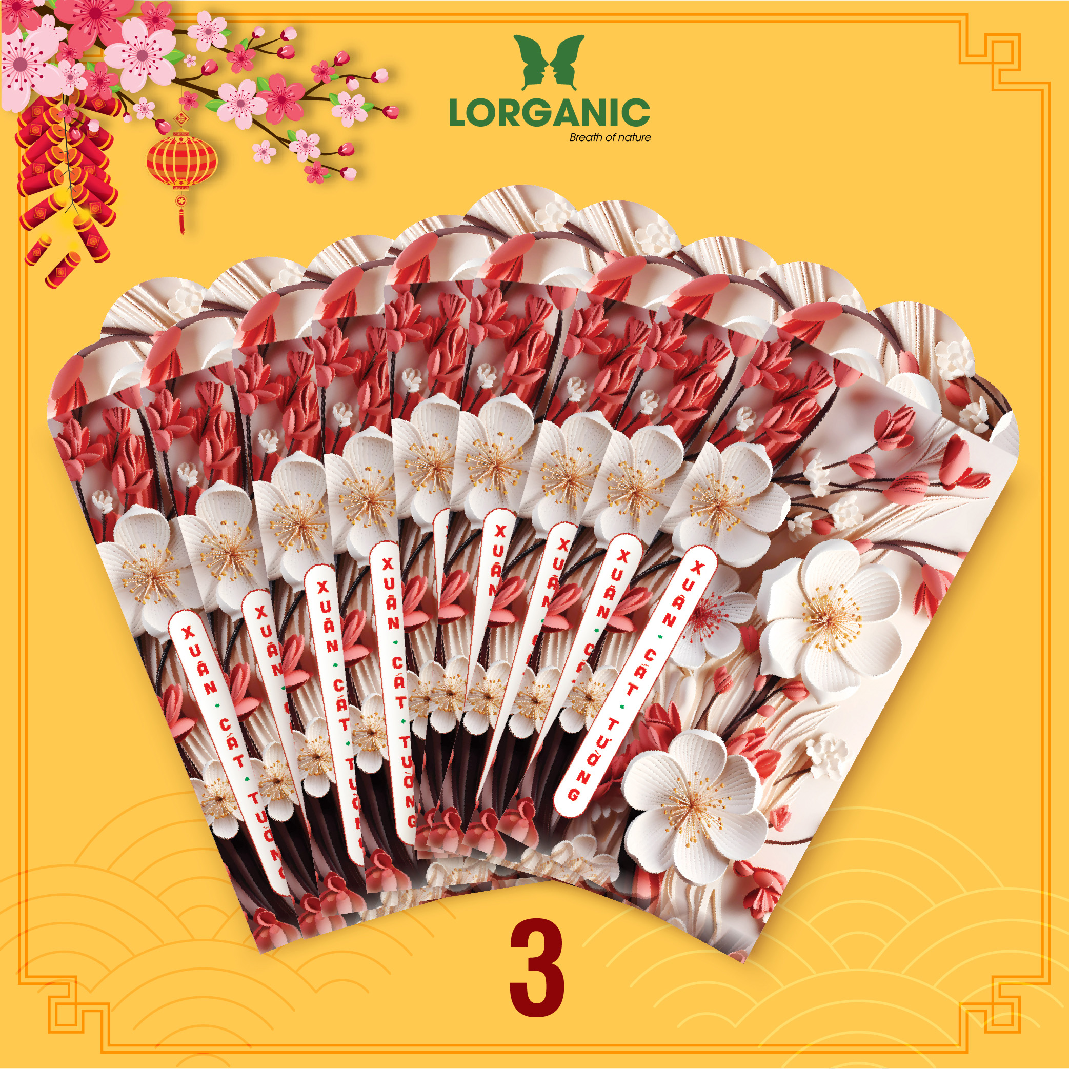 Xấp 10 Bao Lì Xì Cao Cấp - Chúc Năm Mới Tết GIÁP THÌN 2024 Trọn Vẹn Yêu Thương, Phát Tài Phát Lộc, Sức Khỏe Dồi Dào, Vạn Sự Bình An, COMBO BÁCH HOA 1