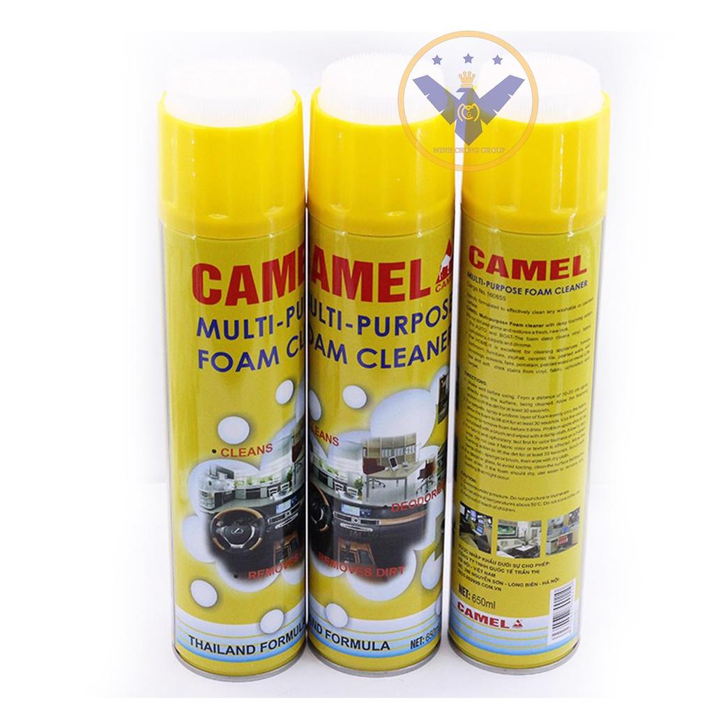 COMBO 2 chai xịt bọt tẩy vệ sinh nội thất xe ô tô đa năng Camel Foam Cleaner 650ml