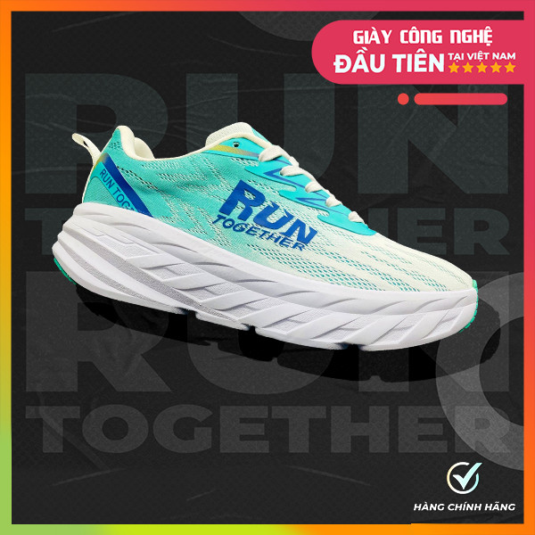 Giày thể thao chạy bộ Run Together công nghệ gắn chip thông minh - Giày sneaker màu xanh đế cao