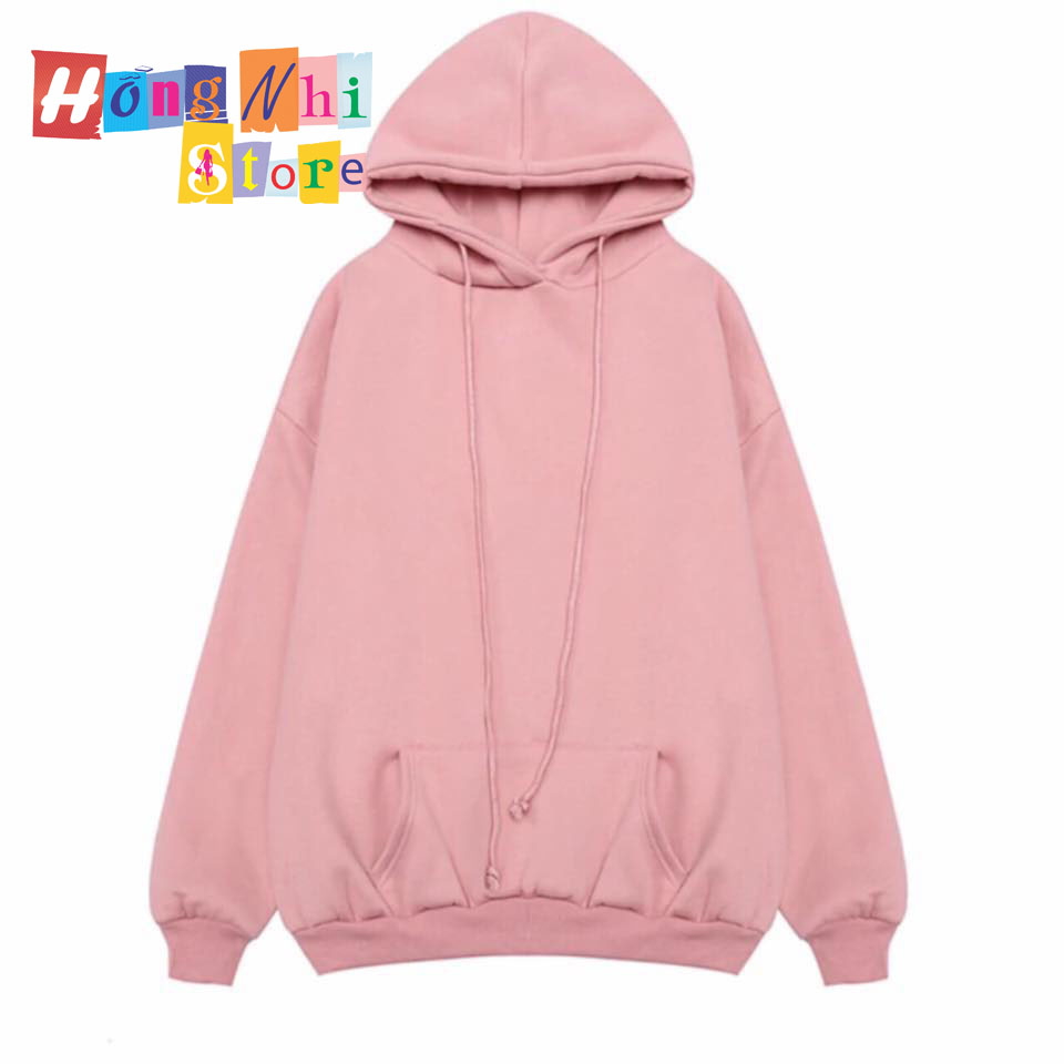 Áo Hoodie Trơn Màu Hồng Ruốc Cao Cấp Dáng Rộng Unisex Nam Nữ Mặc Được - MM