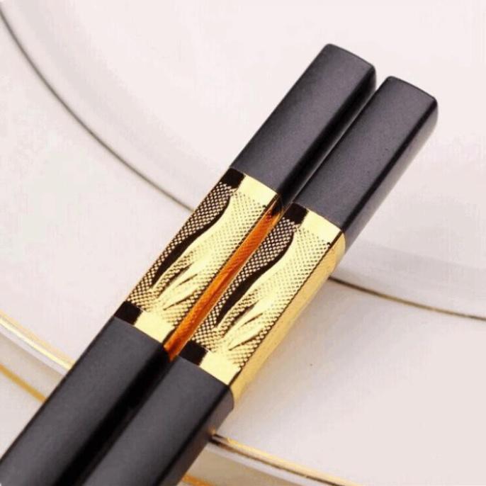 Bộ 10 đôi Đũa mạ vàng, Đũa ăn cao cấp đũa khảm vàng hàn quốc Chống Trơn- Chống Trượt- Chống Mốc- Bền Mầu thảm lau chân
