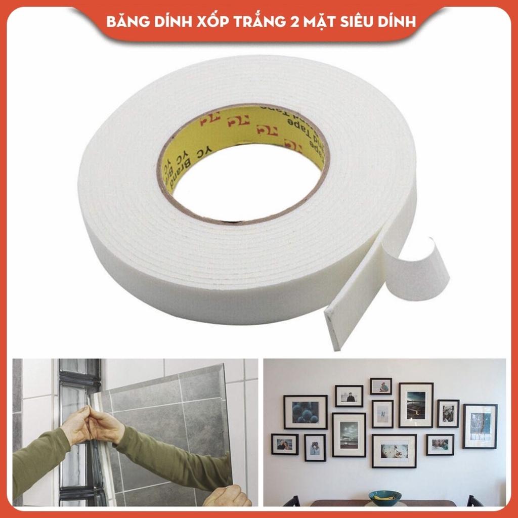 HÀNG LOẠI 1 - Băng Dính 2 Mặt xốp trắng Siêu Dính khổ 18mm dài 4.5m 4001