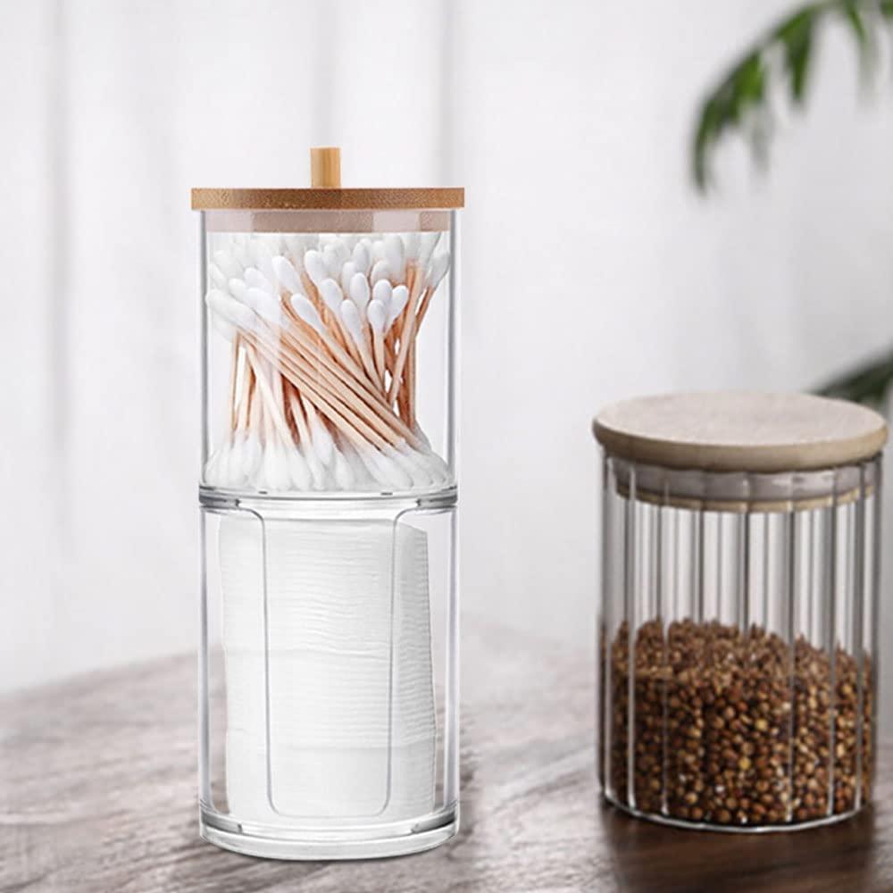 2 Hộp Đựng Tăm Bông Trong Suốt Có Nắp Đậy, Bình Đựng Tăm Bông Phòng Tắm, Hộp Đựng Tăm Bông Bằng Nhựa, Hộp Đựng Miếng Bông, Đựng Bông Bông, Muối Tắm