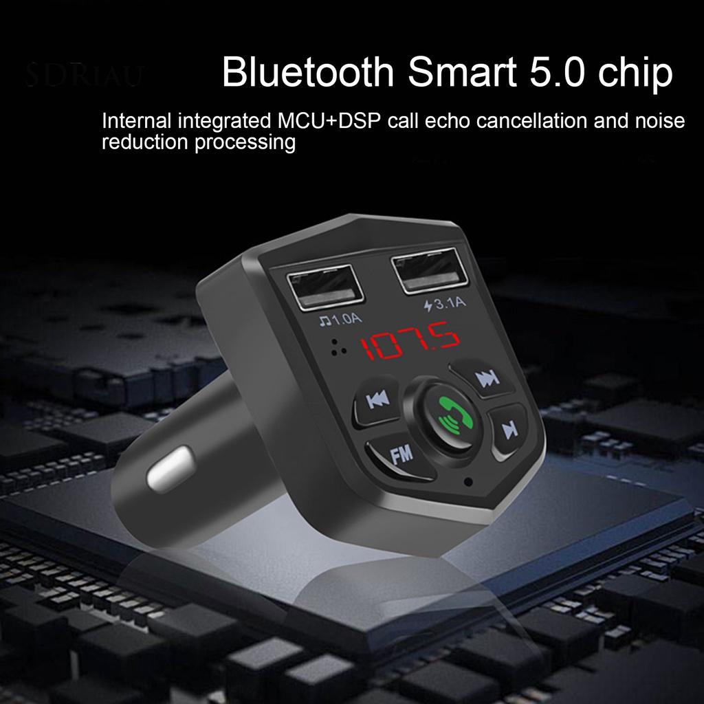 *QCDZ* 803E FM Transmitter Bluetooth 5.0 Intelligent Voice Black MP3 Player 3.1A Charger for Car