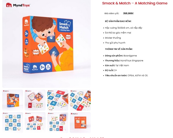 Đồ chơi Giáo dục MyndToys Game nhanh tay-mắt Smack &amp; Match – A Matching Game cho bé từ 3 tuổi