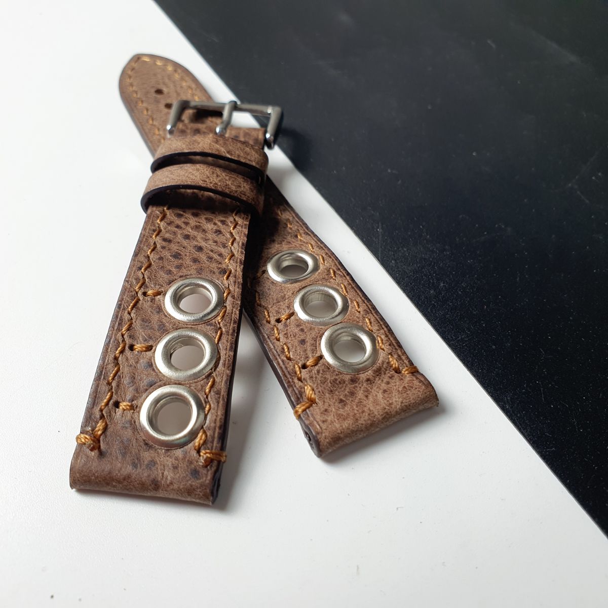 Dây đồng hồ nam dây da thủ công da bò sáp AL113 CAM KẾT CHẤT LƯỢNG - Y HÌNH - BH 3 năm Size 20/Size 22