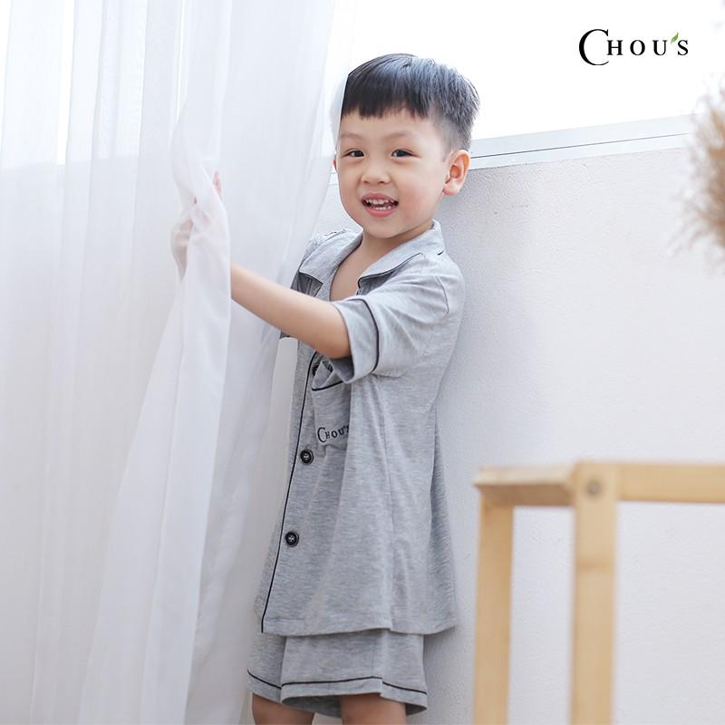 Pyjama baby cộc tay vải bamboo cao cấp Chou's - màu xanh navy