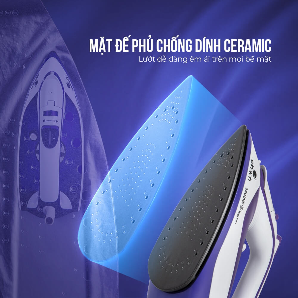 Bàn Ủi Hơi Nước Elmich SIE-3434 300ml, Hàng Chính Hãng, Nút Vặn Điều Chỉnh Nhiệt Độ - JoyMall