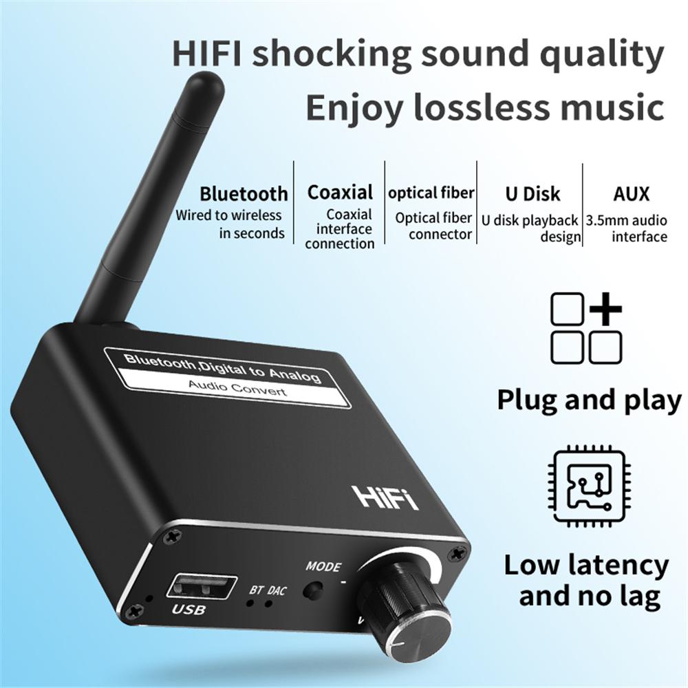 Kỹ Thuật Số Sang Analog 192kHz DAC Bộ Chuyển Đổi Không Dây Bluetooth 5.0 Với Tai Nghe Quang Học Đồng Trục Amp 3.5Mm Hỗ Trợ Bộ Chuyển Đổi Âm Thanh USB