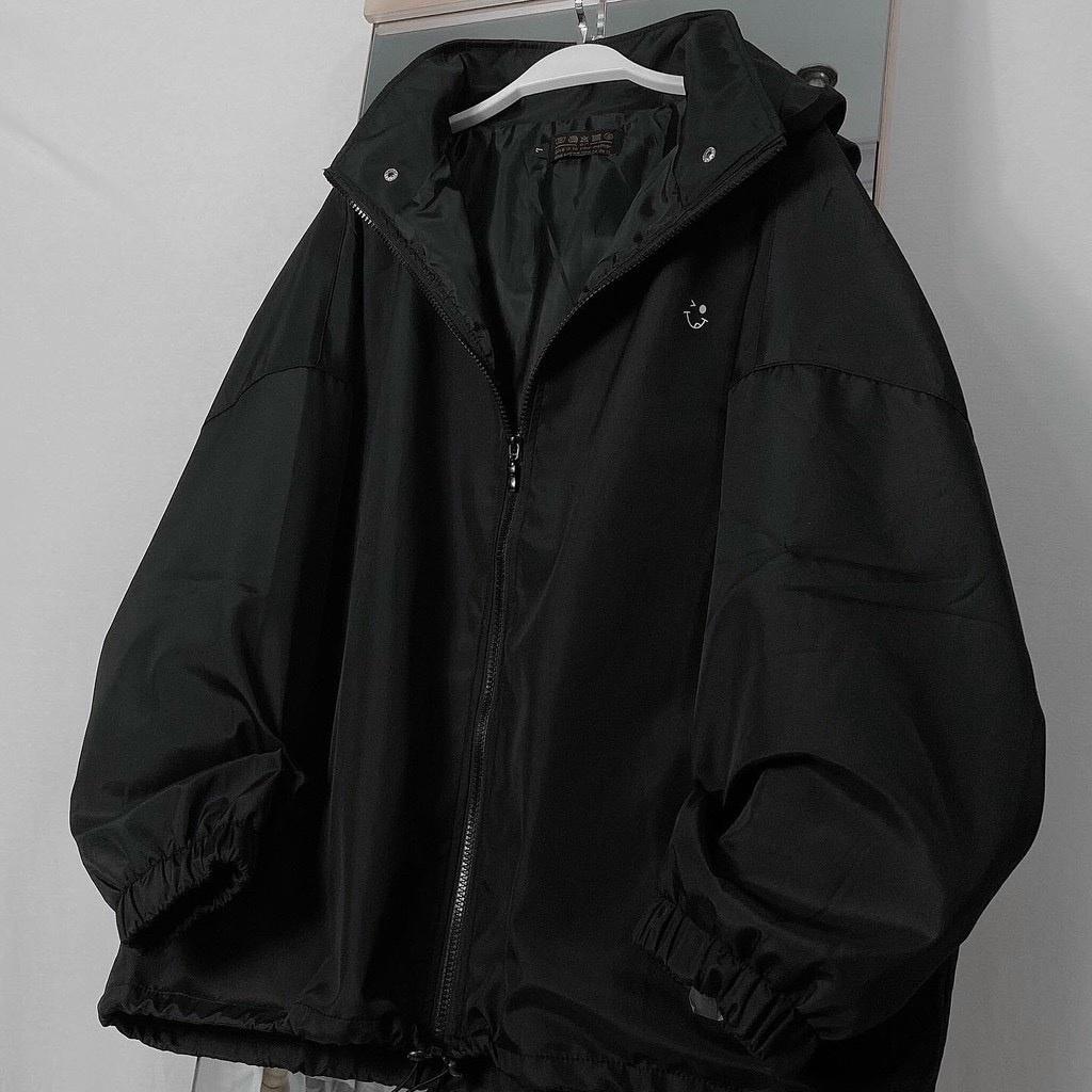 Áo Khoác dù Mặt cười jacket ulzzang unisex Nón Rời form rộng Hàn Quốc