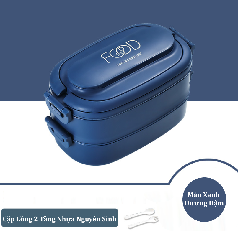 Bộ Hộp Cơm 2 Tầng 2 Ngăn - Hộp Đựng Cơm Văn Phòng 2 Tầng Cao Cấp - Hàng Chính Hãng dododios
