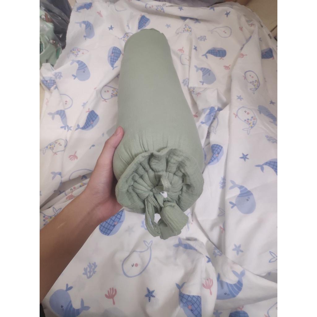 Gối ôm cho bé Runa Kids chất vải xô Muslin cao cấp thấm hút tốt thoáng khí kích thước 20x60cm