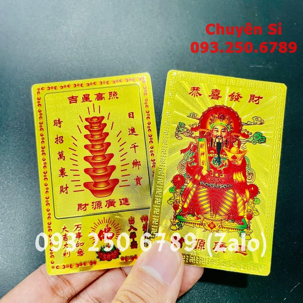 Kim bài Hỷ Thần Tài plastic mạ vàng , đã khai quang