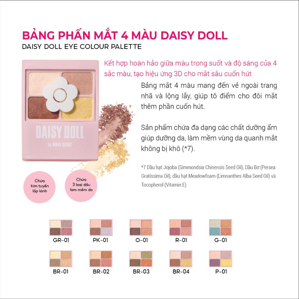 Bảng Phấn Mắt Daisy Doll By Mary Quant Nhật Bản Siêu Bền Màu Đa Chức Năng Phấn Má Hồng Bắt Sáng BR-01 Sand Brown 5.1g