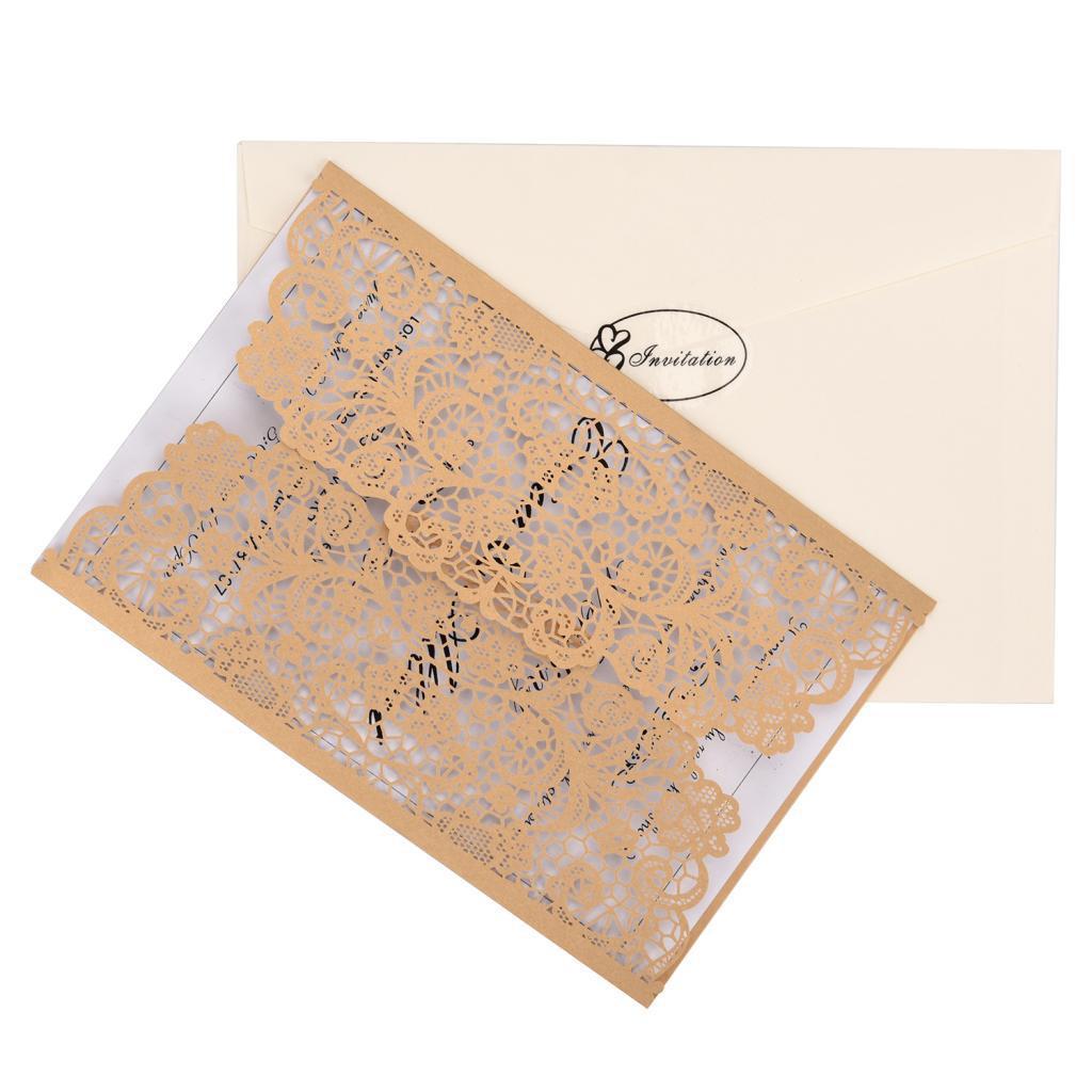 10 Pieces Stylish and Elegant, Romantic Design Wedding Invitation Cards Sets