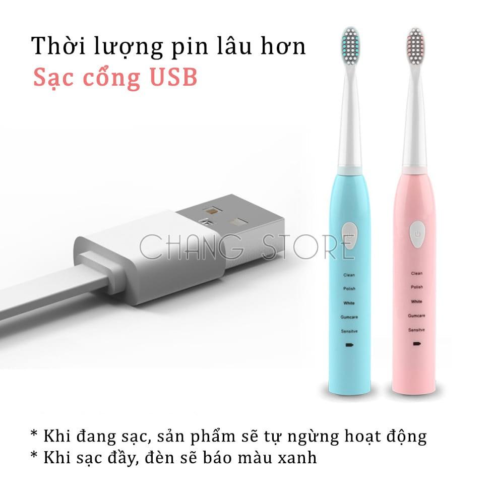 Bàn chải điện tự động đánh răng, bàn chải điên 5 chế độ hàng nội địa Trung cao cấp