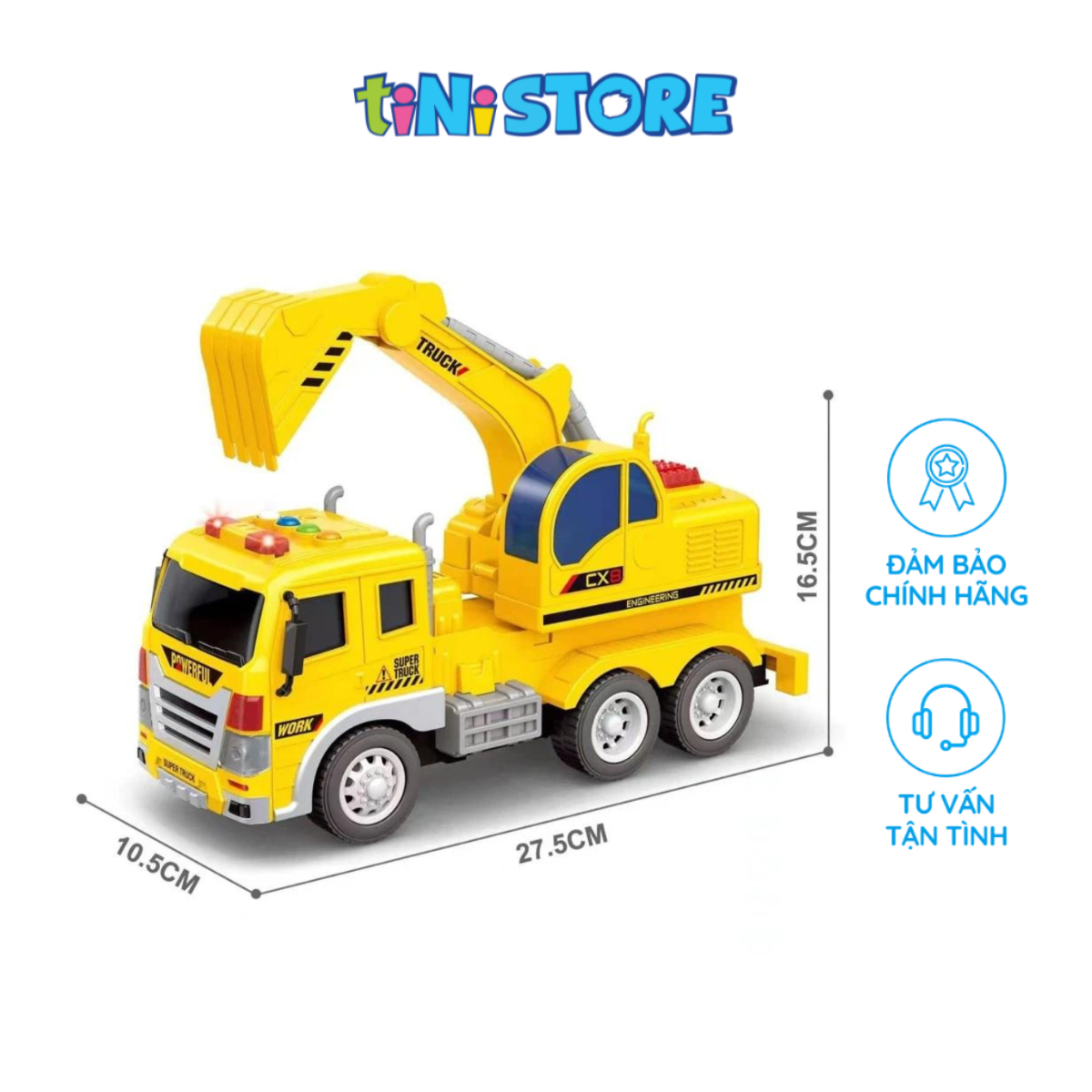 Đồ chơi xe cẩu công trình có đèn và nhạc BJ095833