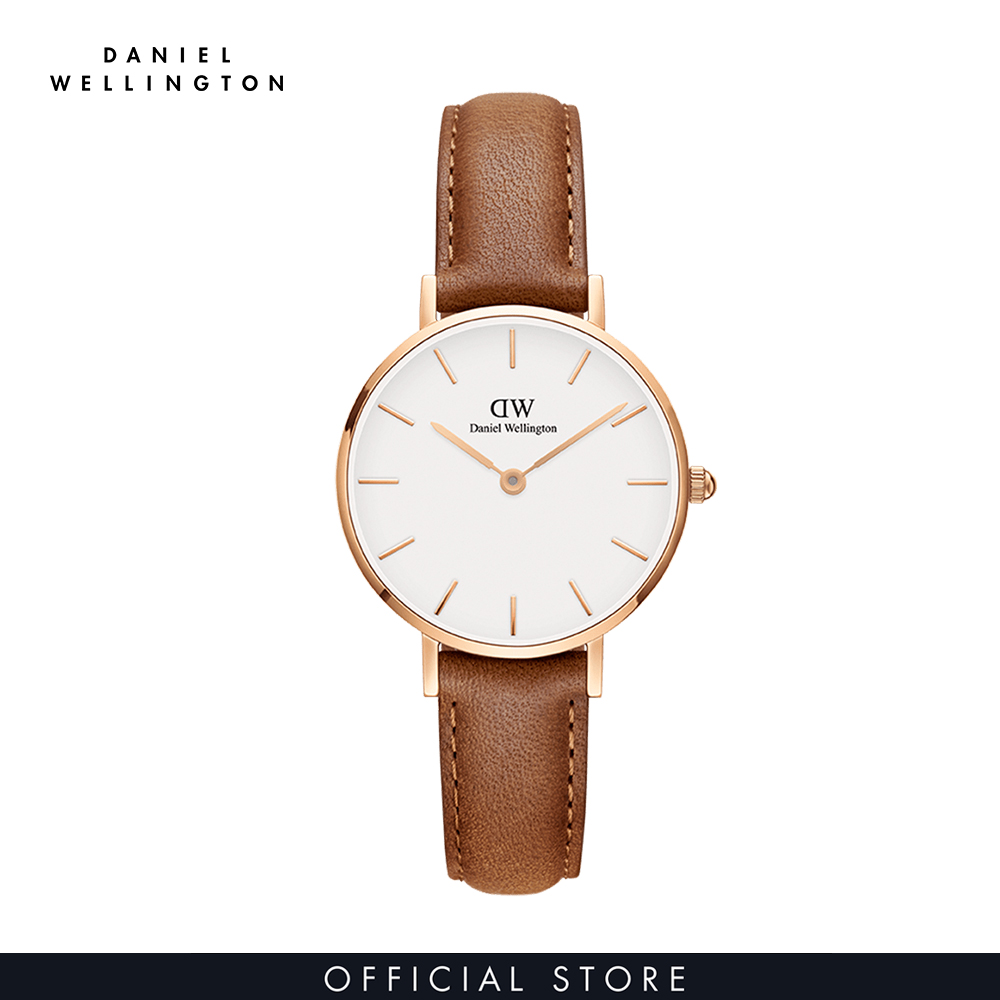 Đồng hồ Nữ Daniel Wellington dây da - Petite Durham mặt trắng - vỏ vàng hồng