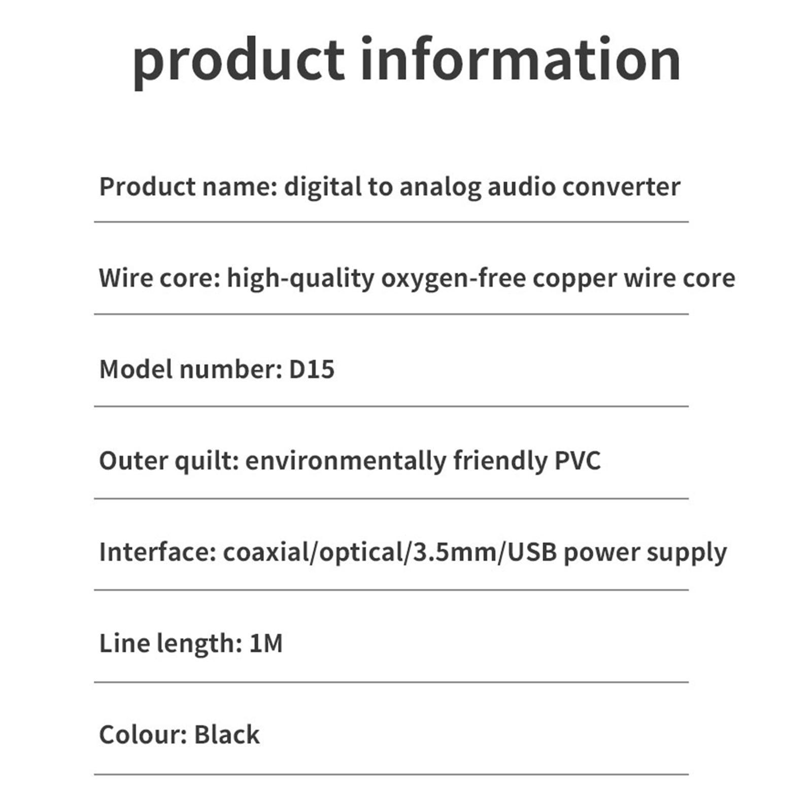 Digital to Analog Audio Adapter ,Home Theater HDTV Amplifier AUX Analog Converter