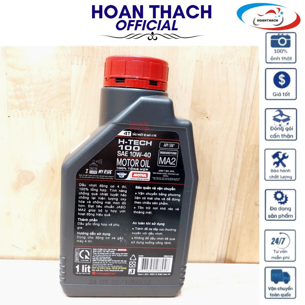 Nhớt H-Tech 100 4T 10W40 1lít dùng cho xe số HOANTHACH SP009032