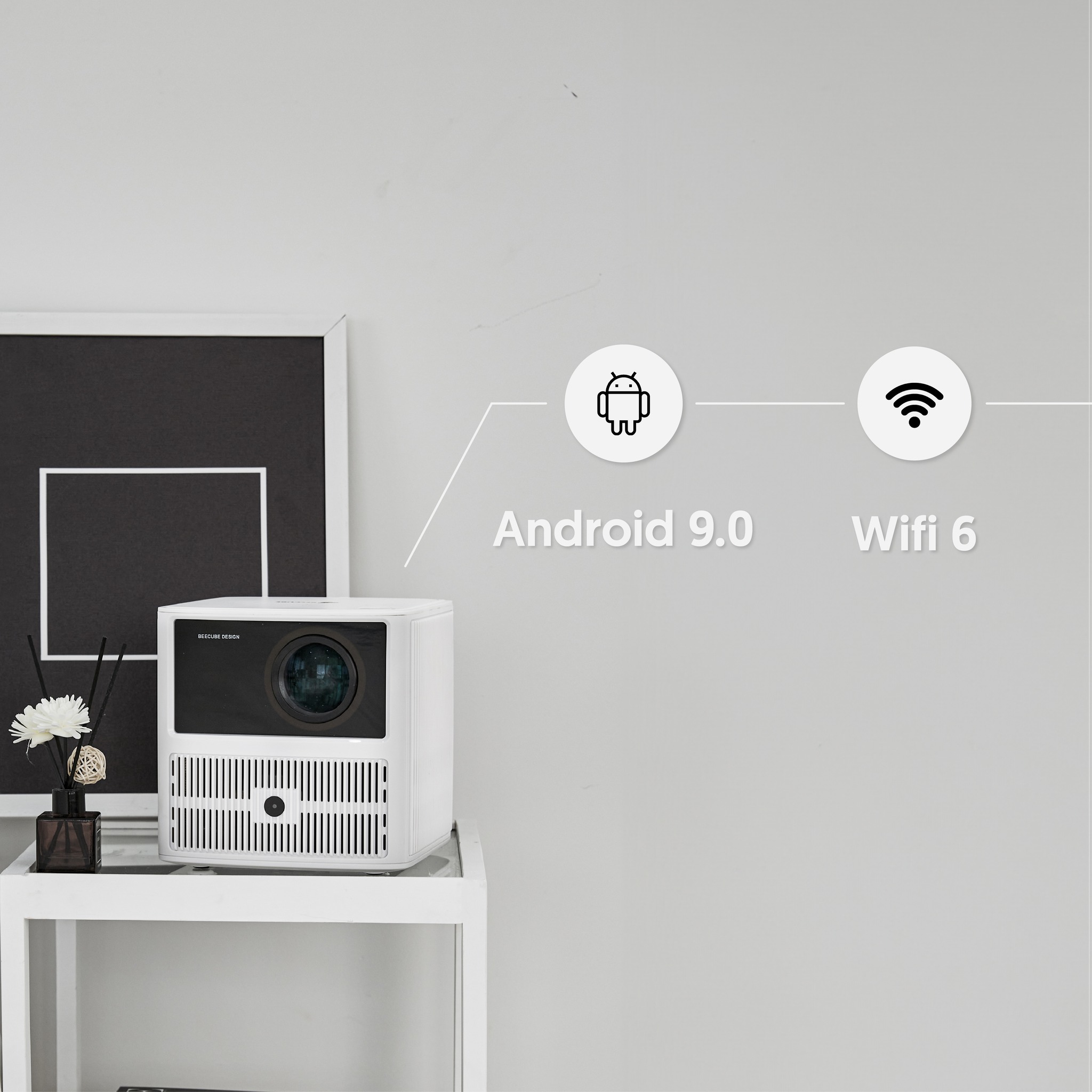 Máy Chiếu Beecube Xtreme Gen II Wifi 6 - Auto KeysTone - Trợ Lý Ảo KiKi - Chân Đế Standii - Truyền Tải không Dây Qua Nhiều Thiết Bị - Full HD Hàng Chính Hãng