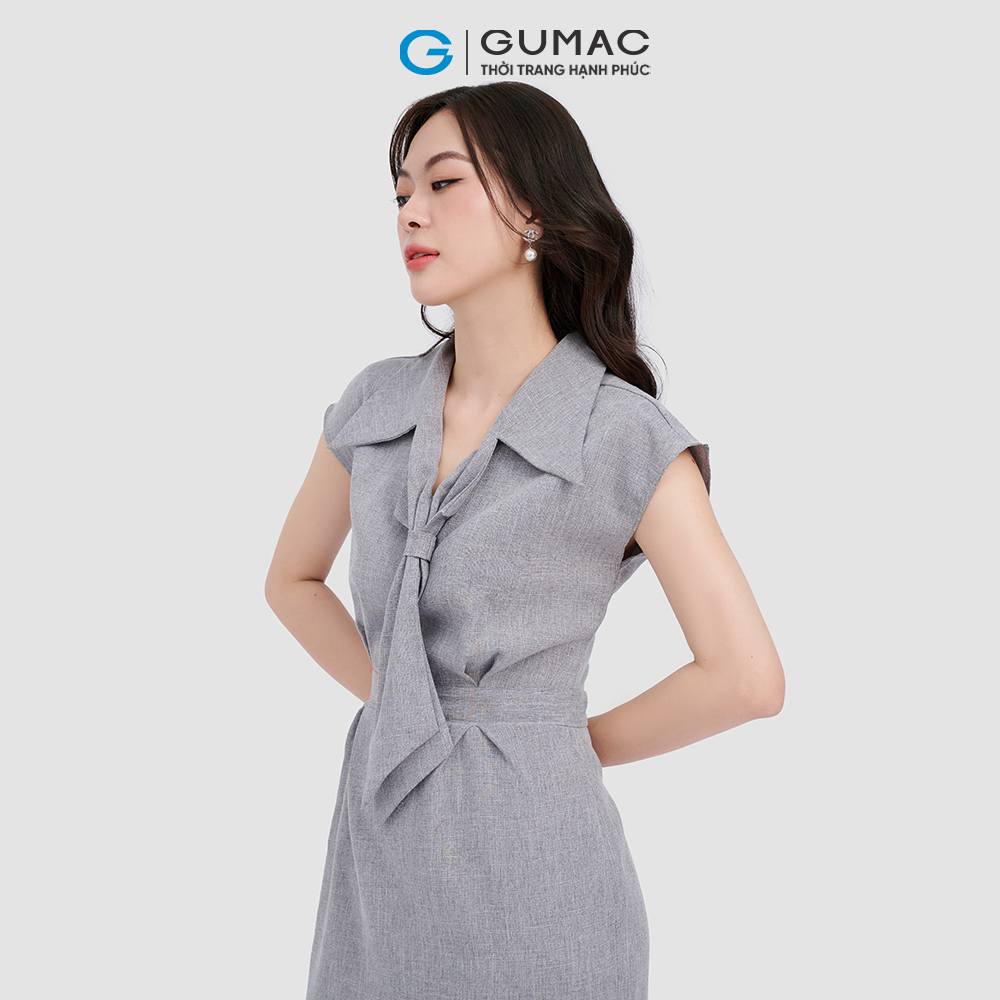 Đầm cổ vest thắt nơ thời trang GUMAC DC11059