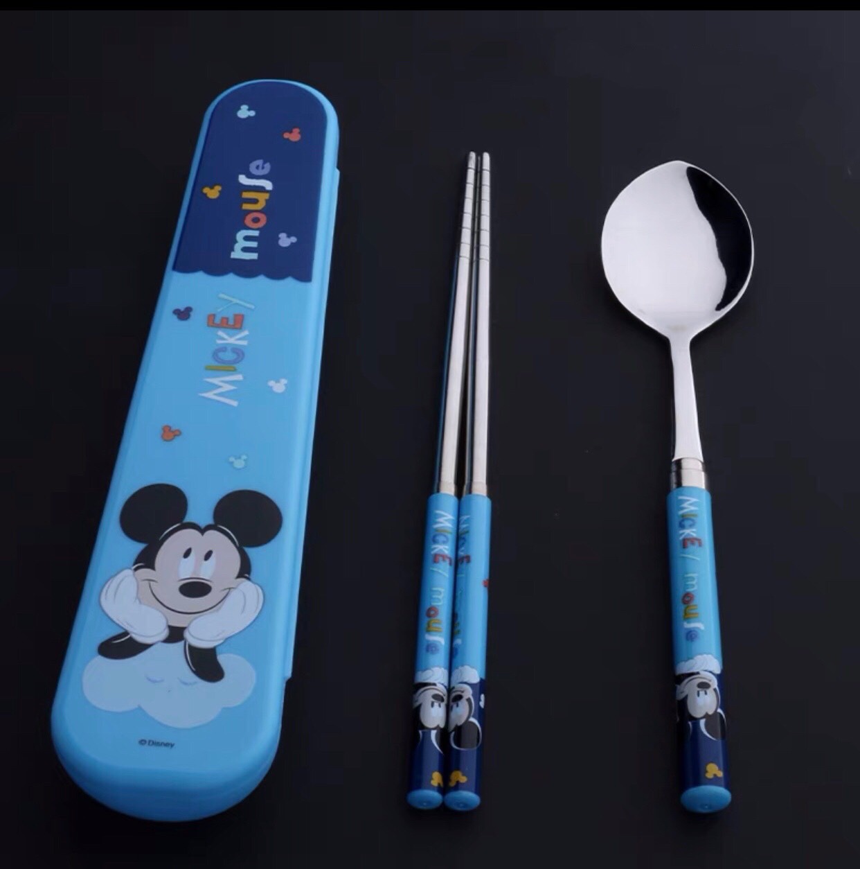 Set muỗng đũa inox hình Mickey siêu cute cho bé trai - PDM2018X