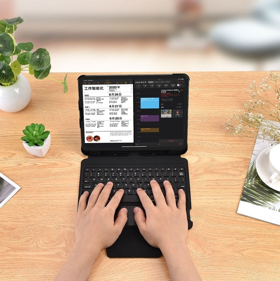 Case bao da bàn phím không dây Bluetooth trang bị touchPad cho iPad Pro 11 2021 Chip M1 / 2020 / Air 4 hiệu CHOETECH BH-012 - hàng nhập khẩu