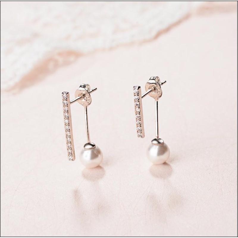 Bông Tai Bạc Gậy Gắn Ngọc