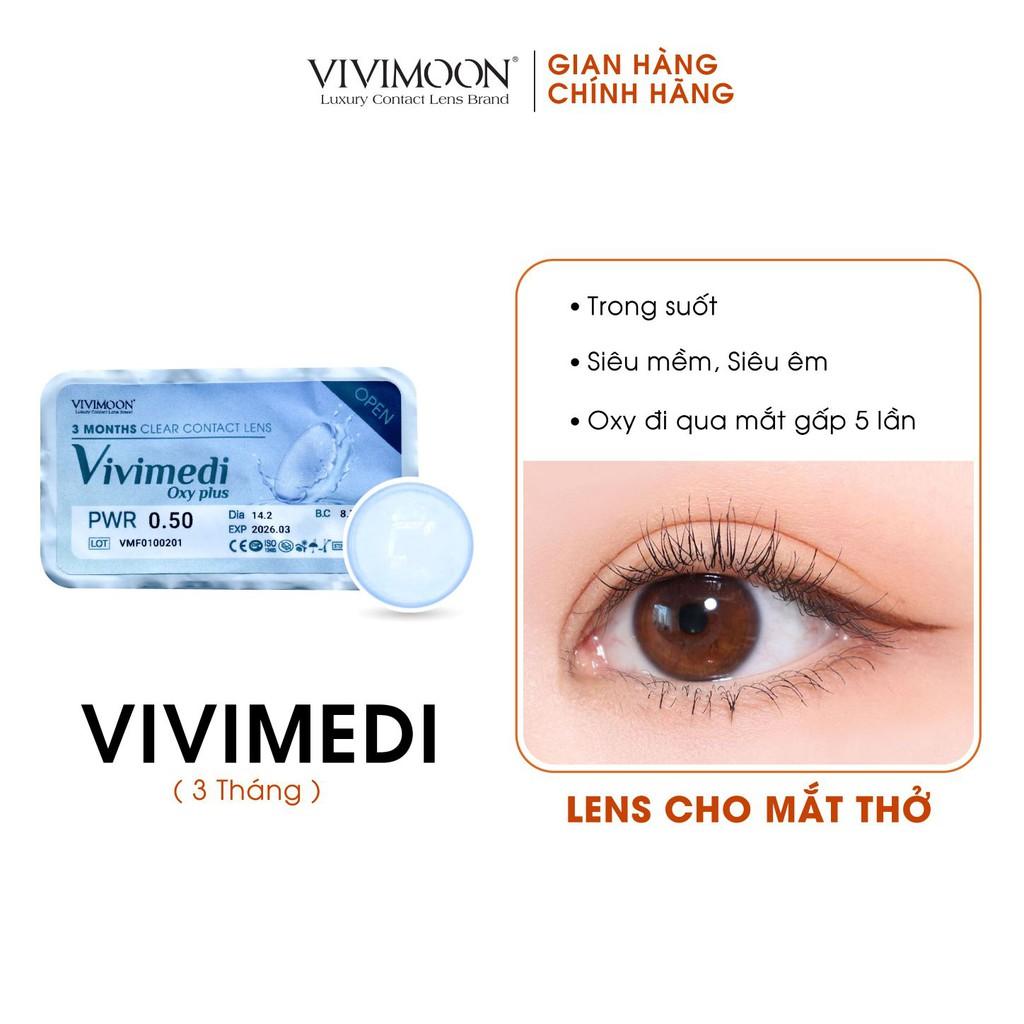 Lens Trong Suốt Cận Silicone Hydrogel Cho Mắt Thở VIVIMOON 3 Tháng Có Độ Cận Từ 0 Đến 8 Độ