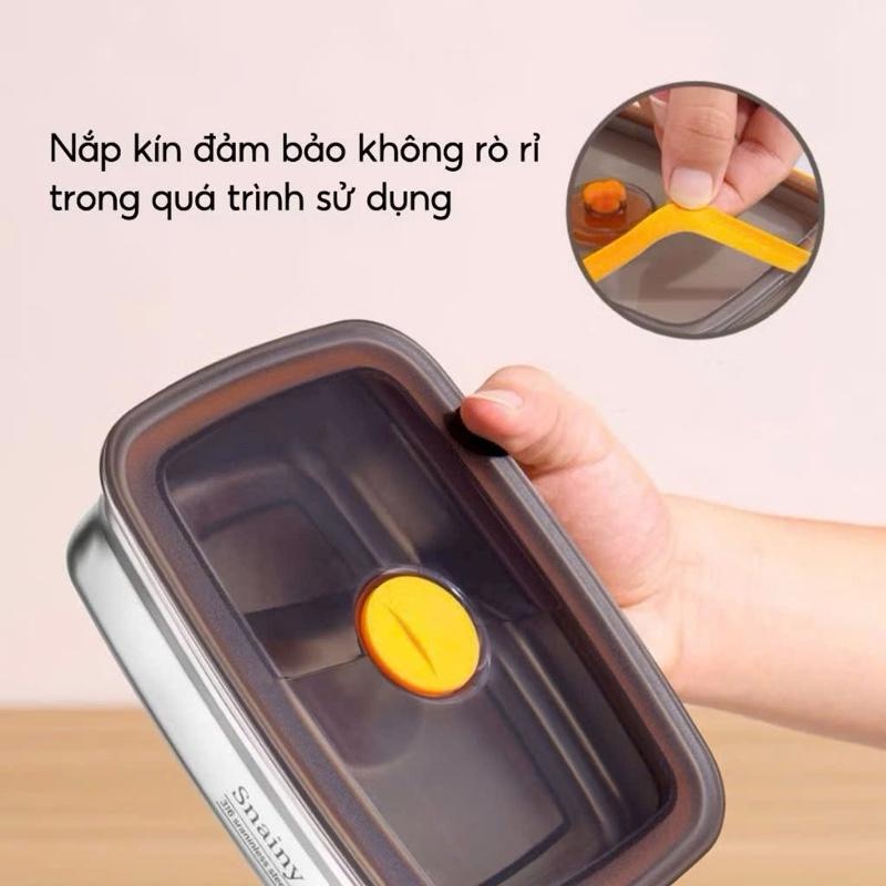 [AnhOtShop] Hộp Inox 304 Đựng Thức Ăn Nắp Silicon Chống Tràn – Khay Inox 1200ml 1500ml 2200ml An Toàn, Chống Thấm Bền Đẹp