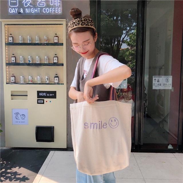 TÚI TOTE VẢI VINTAGE QUAI THỔ CẨM SIÊU XINH SMILE