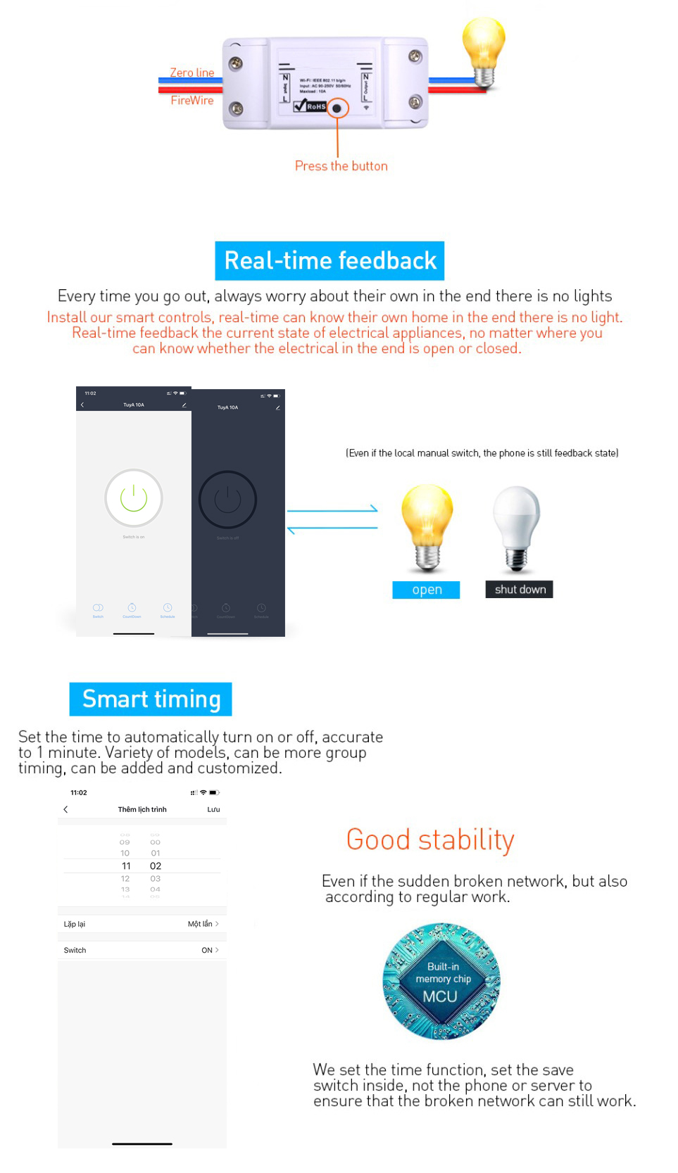 Công tắc thông minh wifi 10A