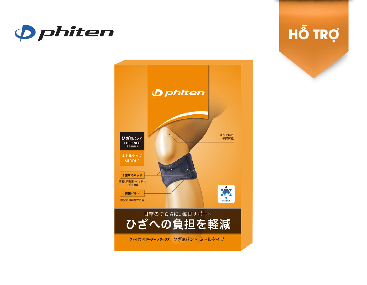 Đai bảo vệ khớp gối loại vừa Phiten Metax Supporter Knee Band