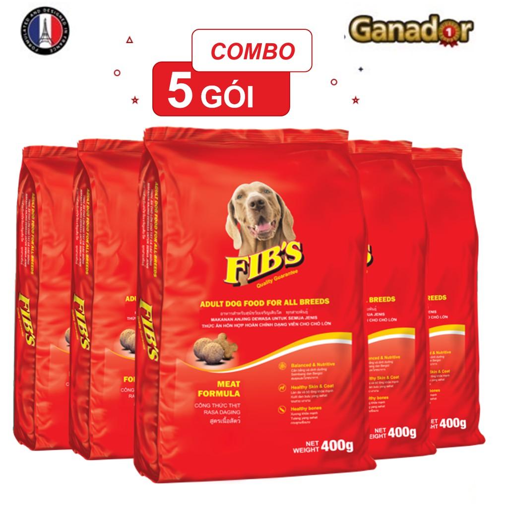 Combo 05 Gói x 400 gram Thức ăn cho chó trưởng thành Ganador Fib's