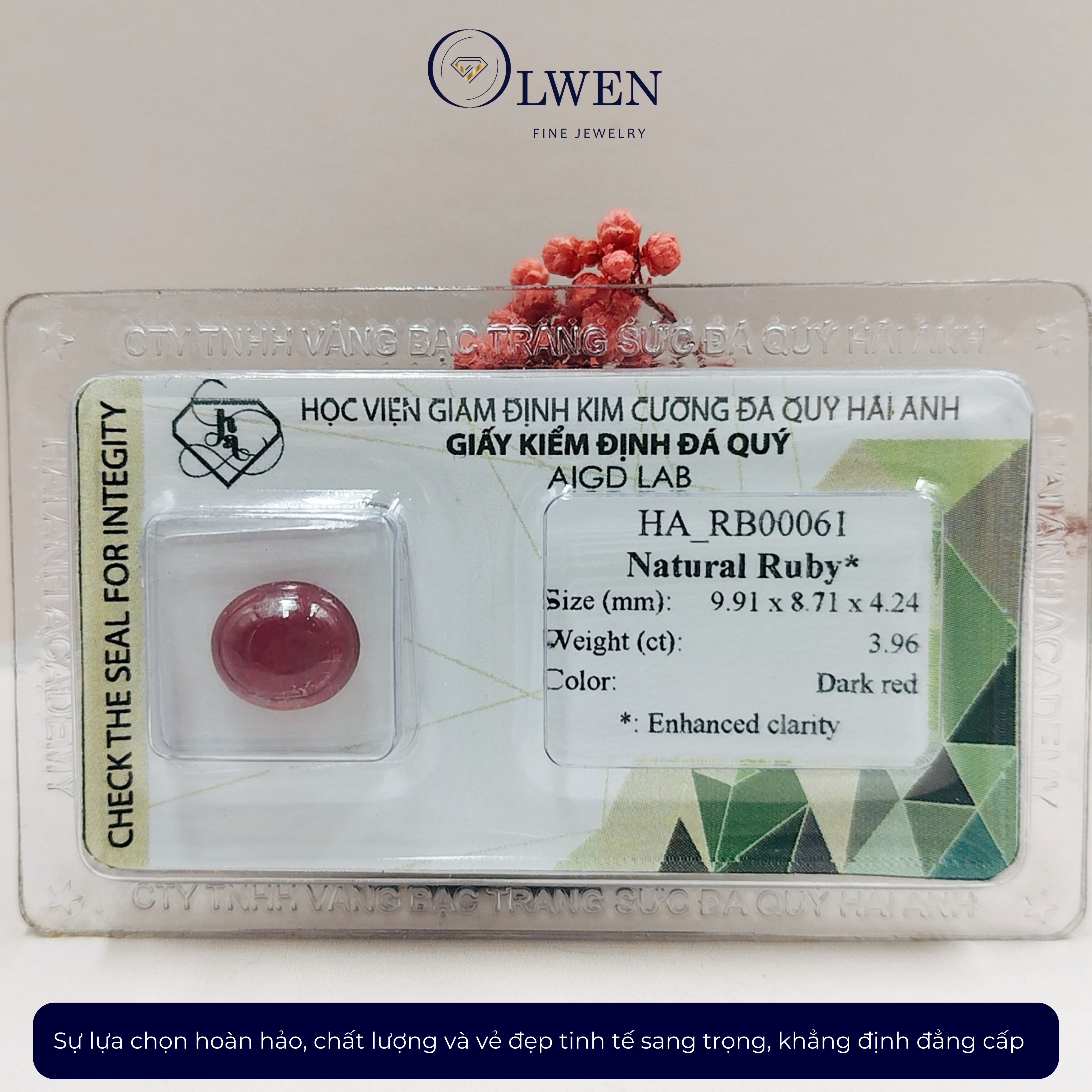 Viên đá Ruby thiên nhiên kiểm định AIGD_HA-RB00061