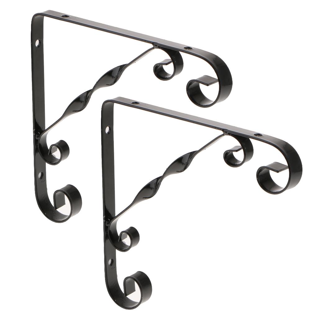 2x Metal Black Floating Wall Shelf Bracket Support Holder Wall Rack DIY #1