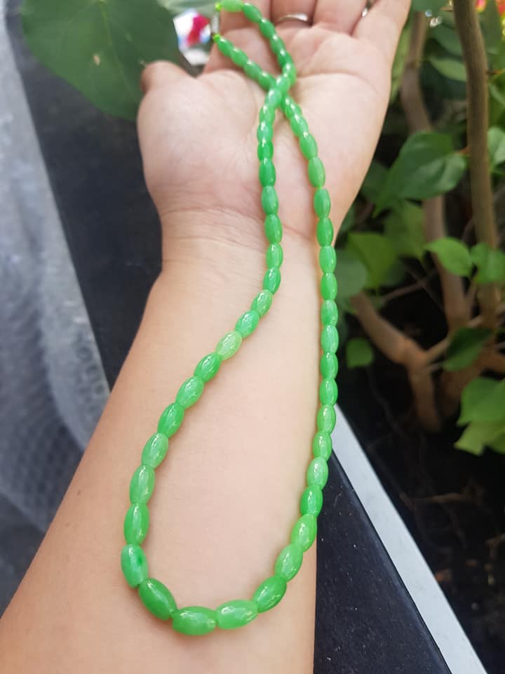 Sợi Dây Chuyền Lu Thống Xanh Ngọc Lá Đẹp Size hạt 5mm x đk 8mm x dây dài 22cm hợp Nữ mệnh Mộc mệnh Hỏa Nữ Phối với Mặt Dây Chuyền Mình đeo đẹp ạ