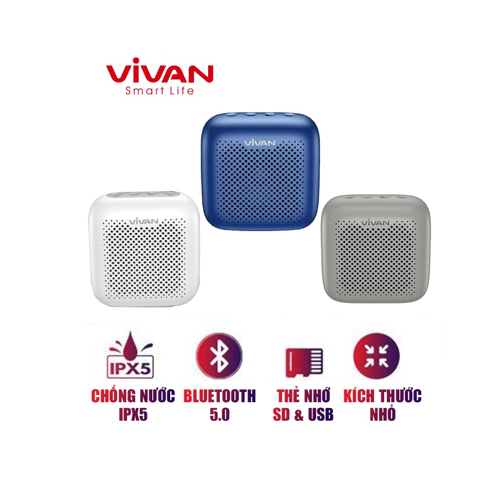 Loa TWS Bluetooth 5.0 VIVAN VS1 – Màu Sắc Hiện Đại, Chống Nước IPX5, Pin 1800mAh, Âm Thanh Sống Động, Hỗ Trợ Thẻ Nhớ SD &amp; USB – HÀNG CHÍNH HÃNG