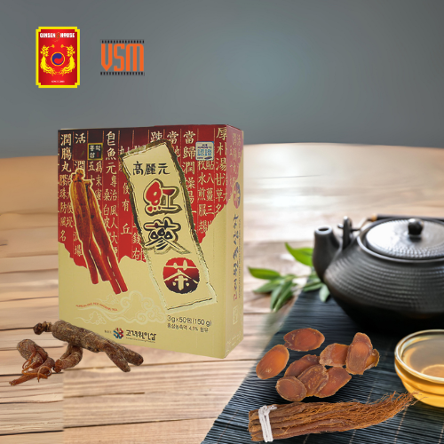 Thực Phẩm Chức Năng Trà Hồng Sâm Hàn Quốc Korean Red Ginseng Granule Tea (Hộp 50 Gói x 3g)