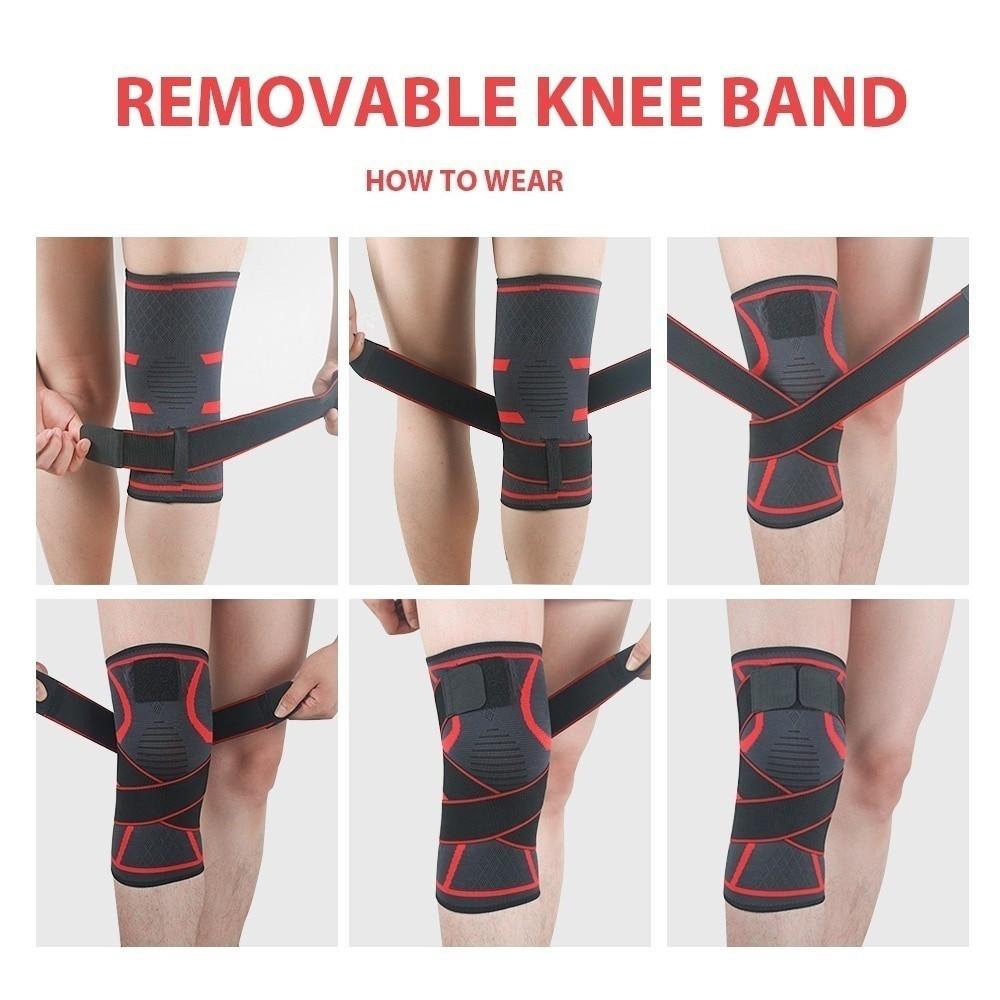 1PC Tấm đệm đầu gối áp lực sử dụng kép Dây đeo dây đeo có thể tháo rời đầu gối để giảm đau Crossfit đào tạo thể thao chạy thể thao Color: Red Size: XXL