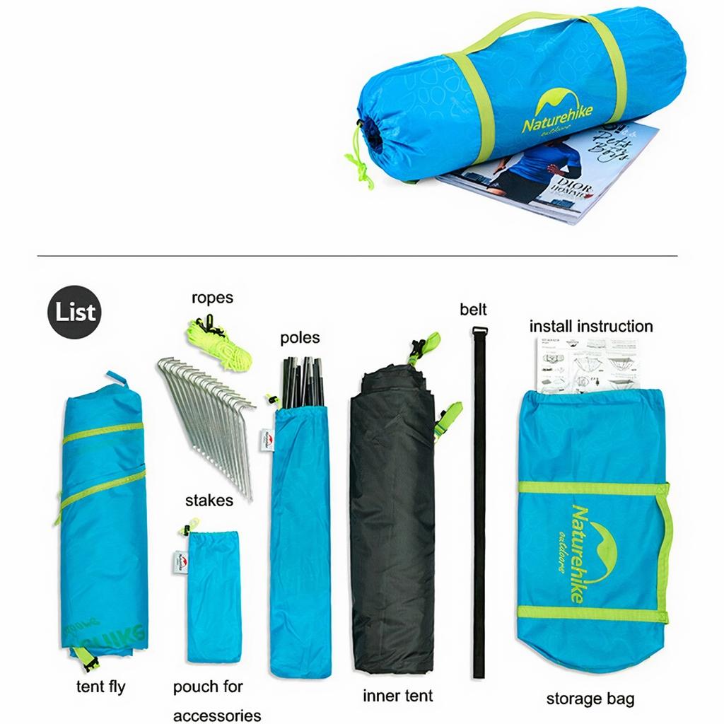 Lều cắm trại 4 người,Lều camping NatureHike NH18Z044-P hai lớp chính hãng