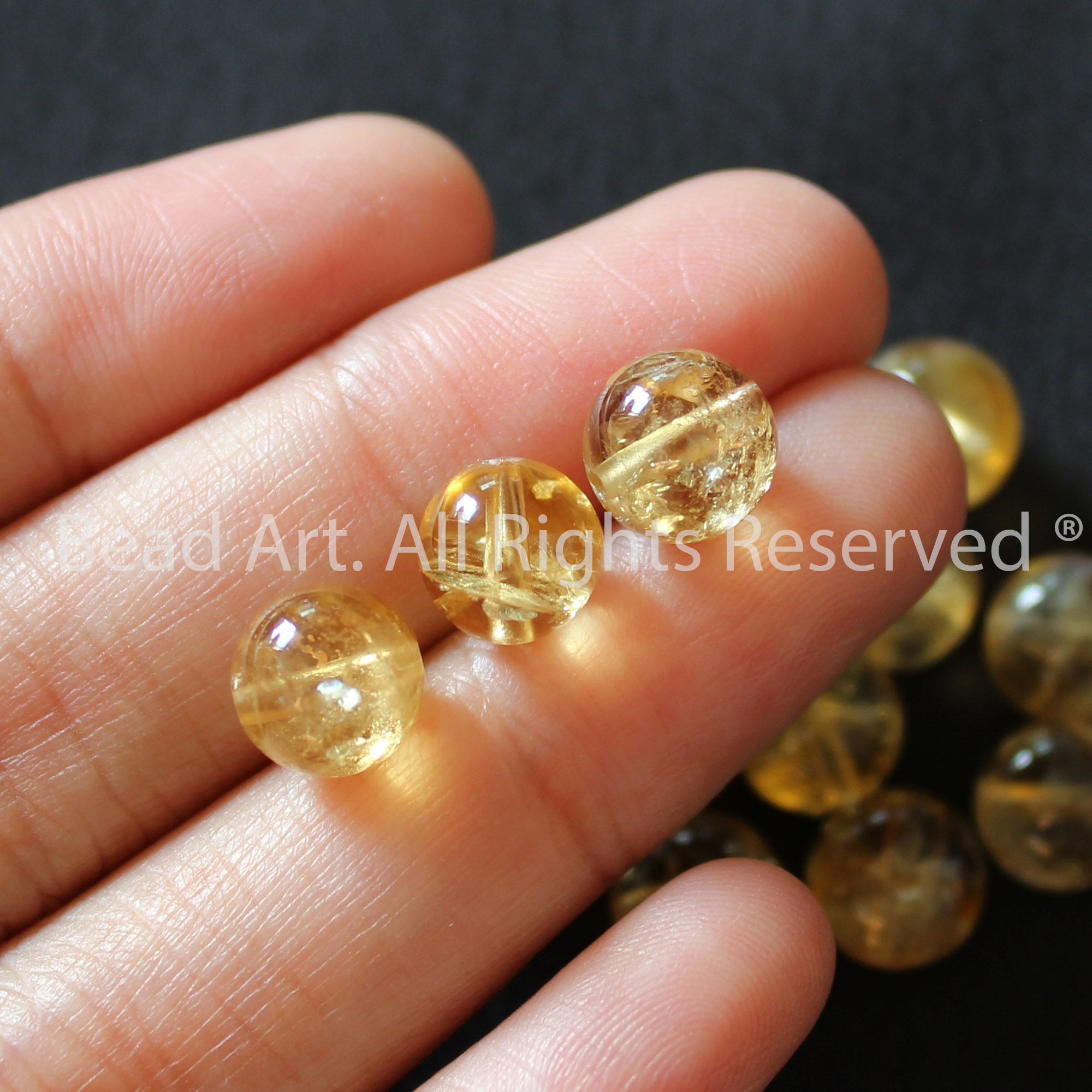 8MM Đá Thạch Anh Vàng, Citrine Tự Nhiên, Đá Phong Thuỷ, Làm Trang Sức, Vòng Tay, Chuỗi Hạt , Mệnh Thổ, Kim - Bead Art