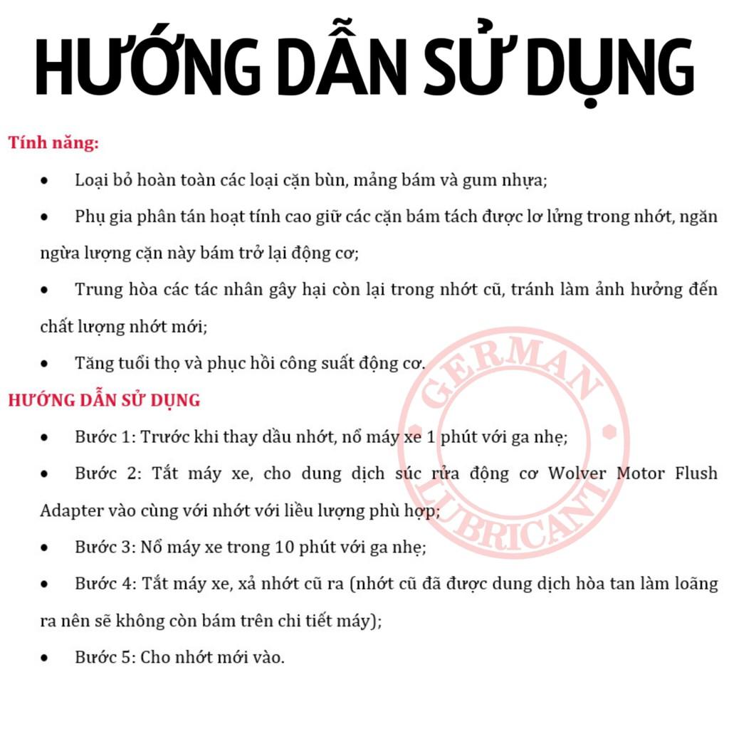 Dung Dịch Súc Rửa Động Cơ Xe Máy Trước Khi Thay Nhớt Mới - Wolver Motor Flush Adapter