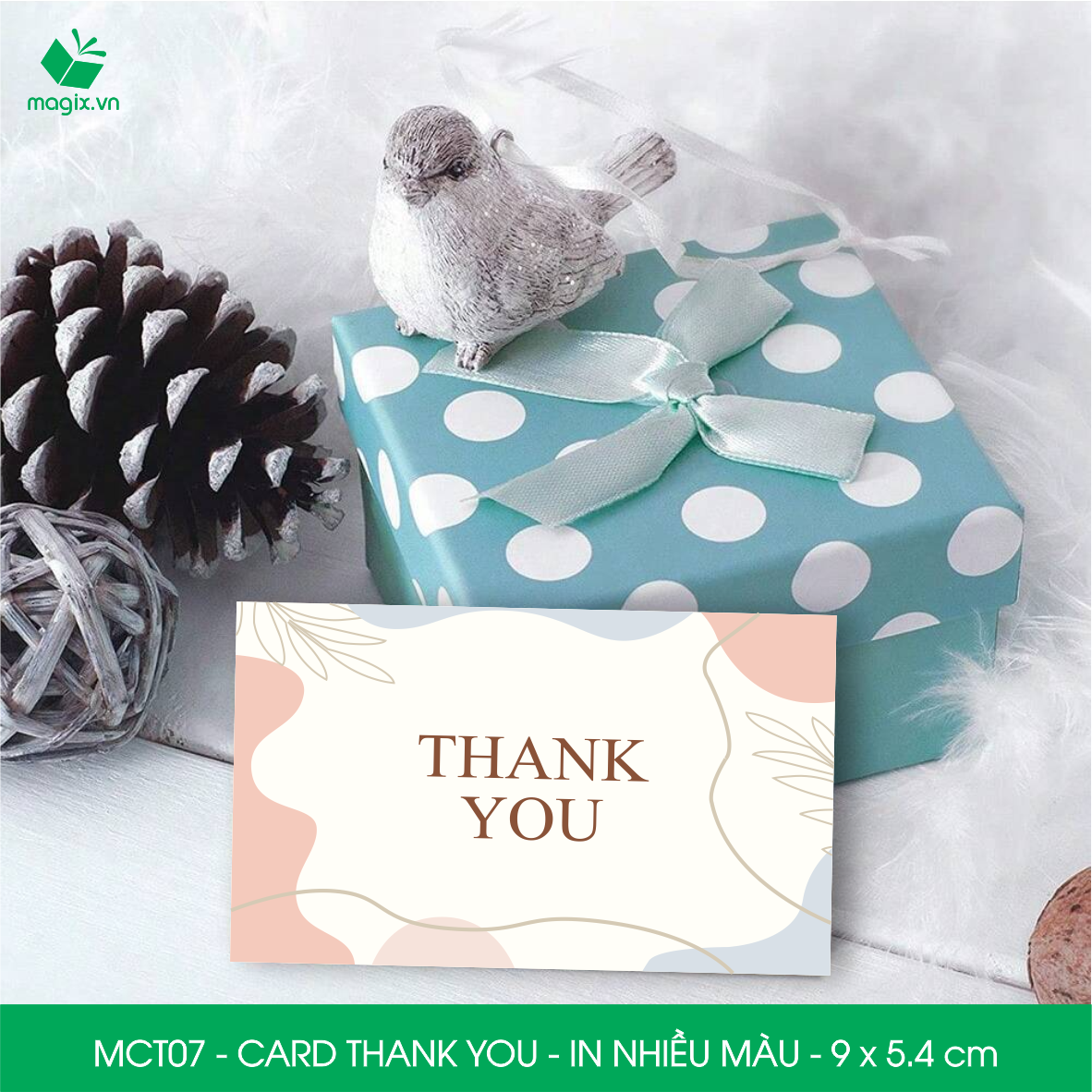 MCT07 - 9x5.4 cm - 50 Card Thank you, Thiệp cảm ơn khách hàng, card cám ơn cứng cáp sang trọng