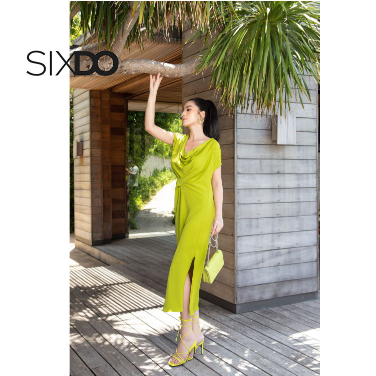 Đầm lụa suông cổ đổ thời trang nữ SIXDO