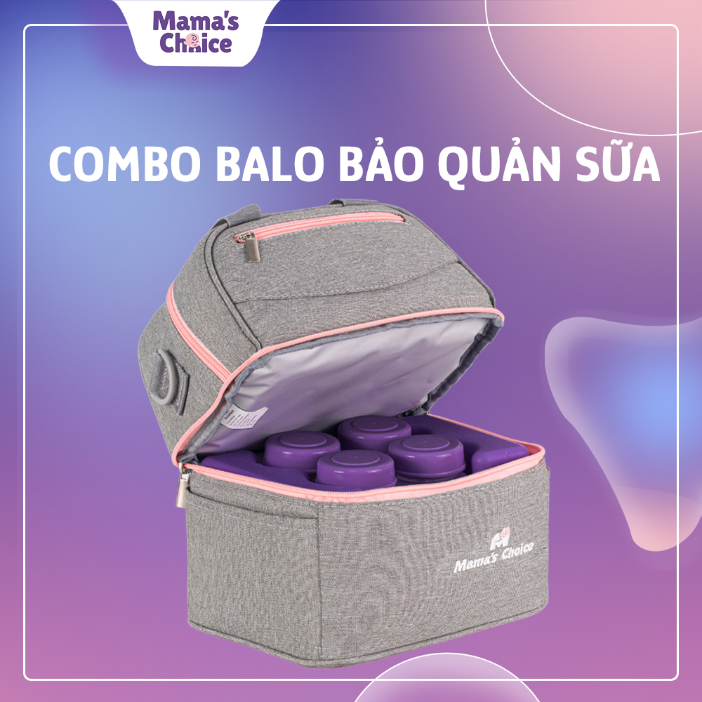 Combo Balo Bảo Quản Sữa Mẹ Mama’s Choice, Trọn Bộ Giữ Nhiệt Bình Sữa Đa Năng, Đựng Đồ Cho Mẹ Bé, Giữ Lạnh Lên Tới 14 Giờ