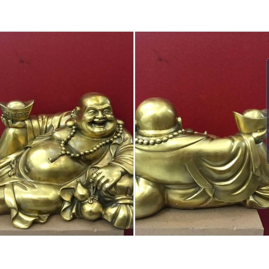 Tượng Di lặc cầm đỉnh vàng bằng đồng MS72